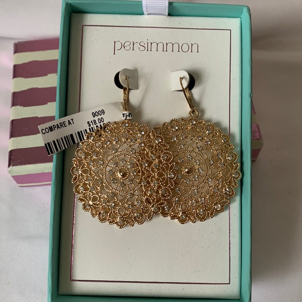 Gold earrings with gray crystals for extra dazzle
